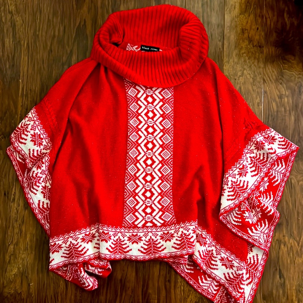Red and White Poncho Sweetwater
